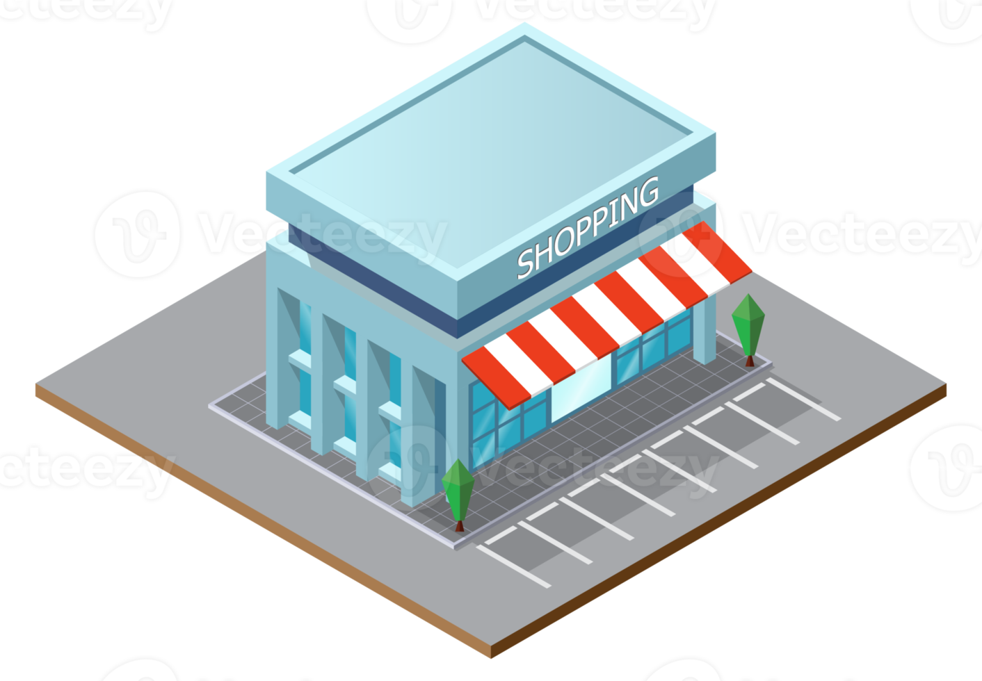 Isometric supermarket store building isolated. png