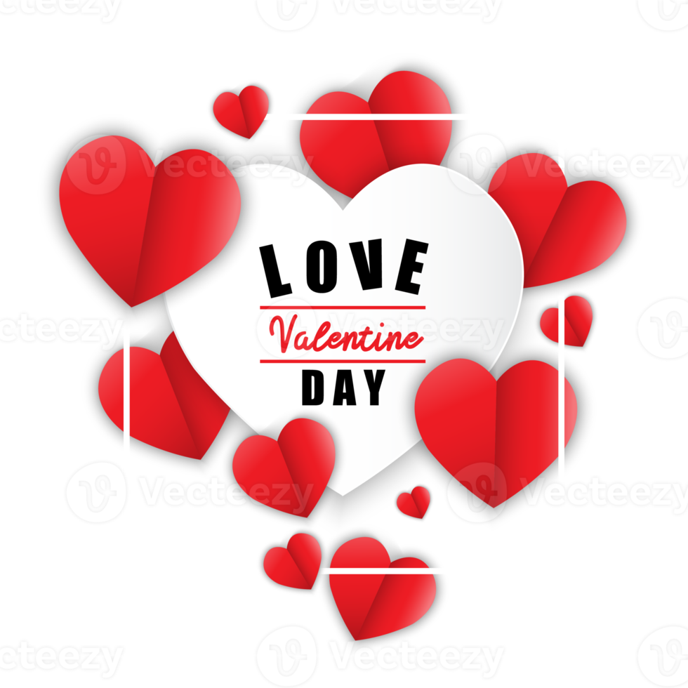 Love for Valentine's day. Happy valentines day and wedding design Paper heart. png