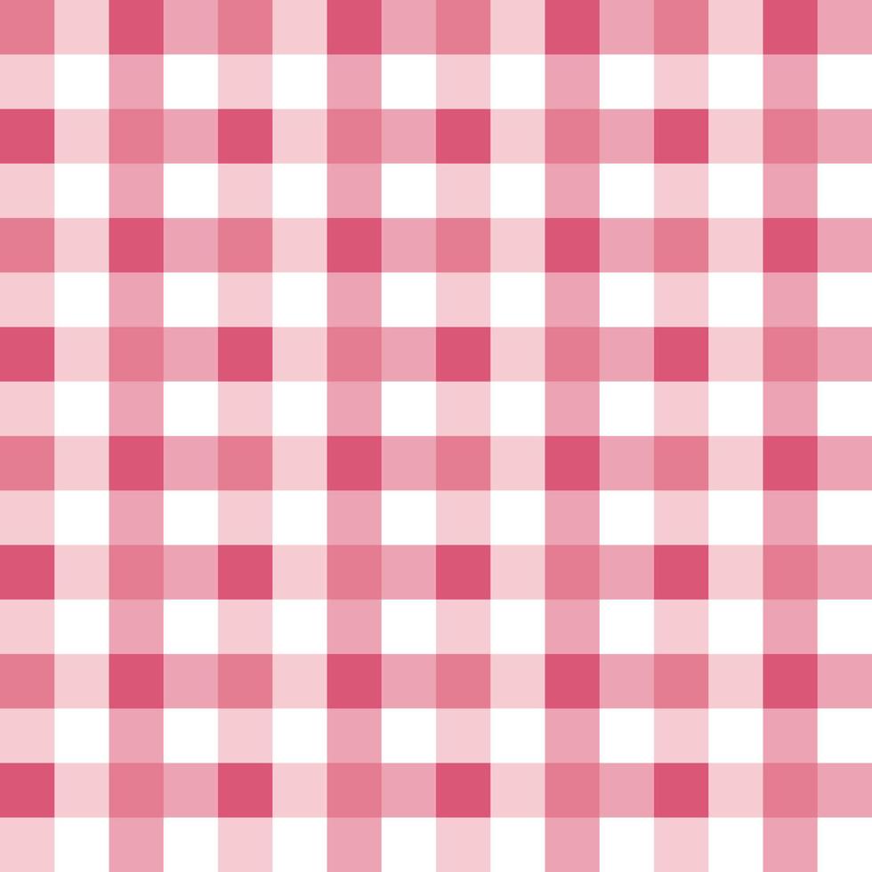 Gingham rayas a cuadros de patrones sin fisuras blanco fondo rojo. vector