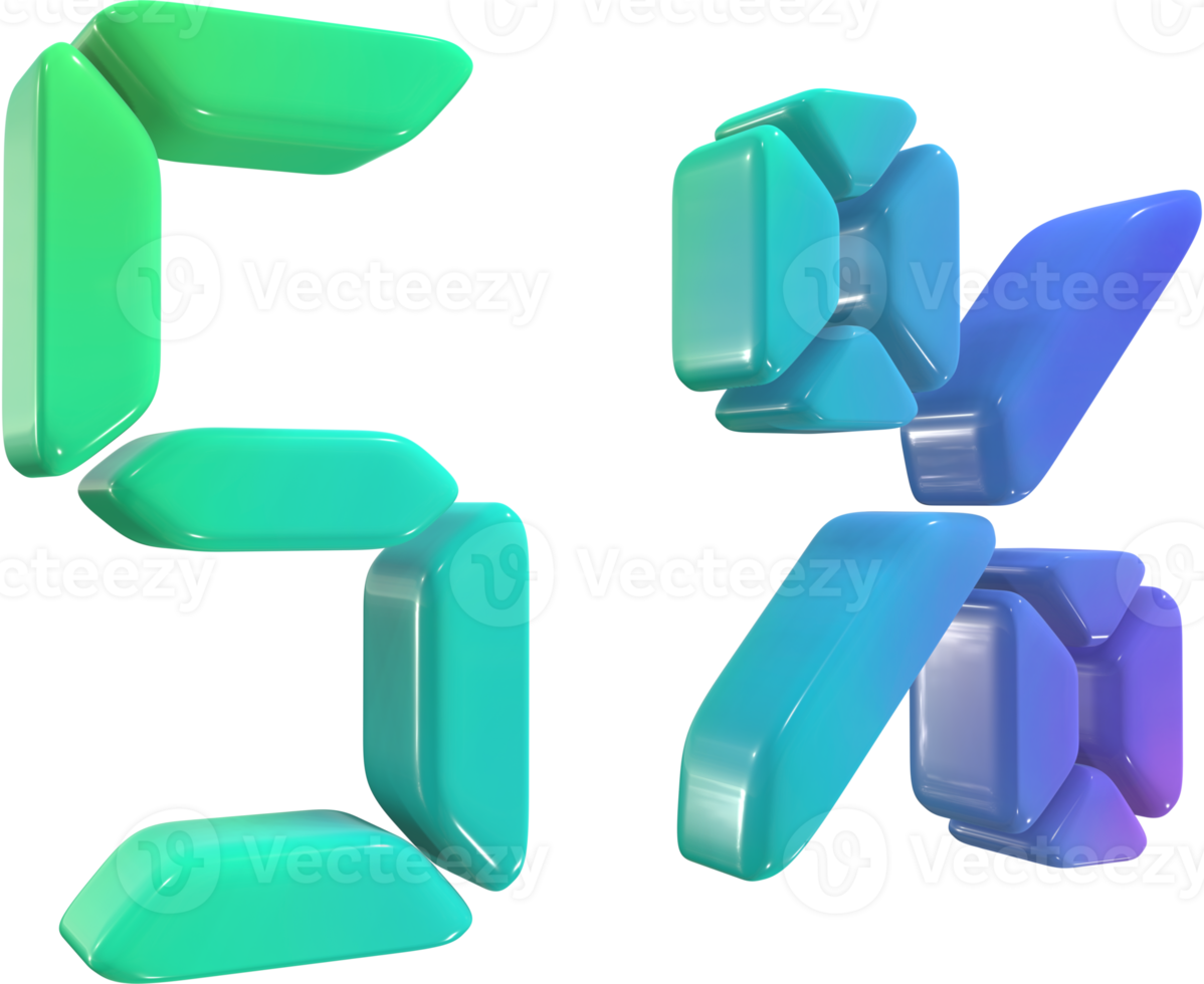 Discount five percentage 3D icon. png