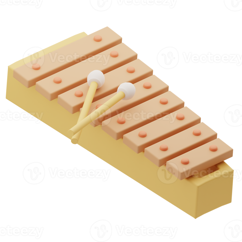 3d illustratie muziek- gereedschap xylofoon png