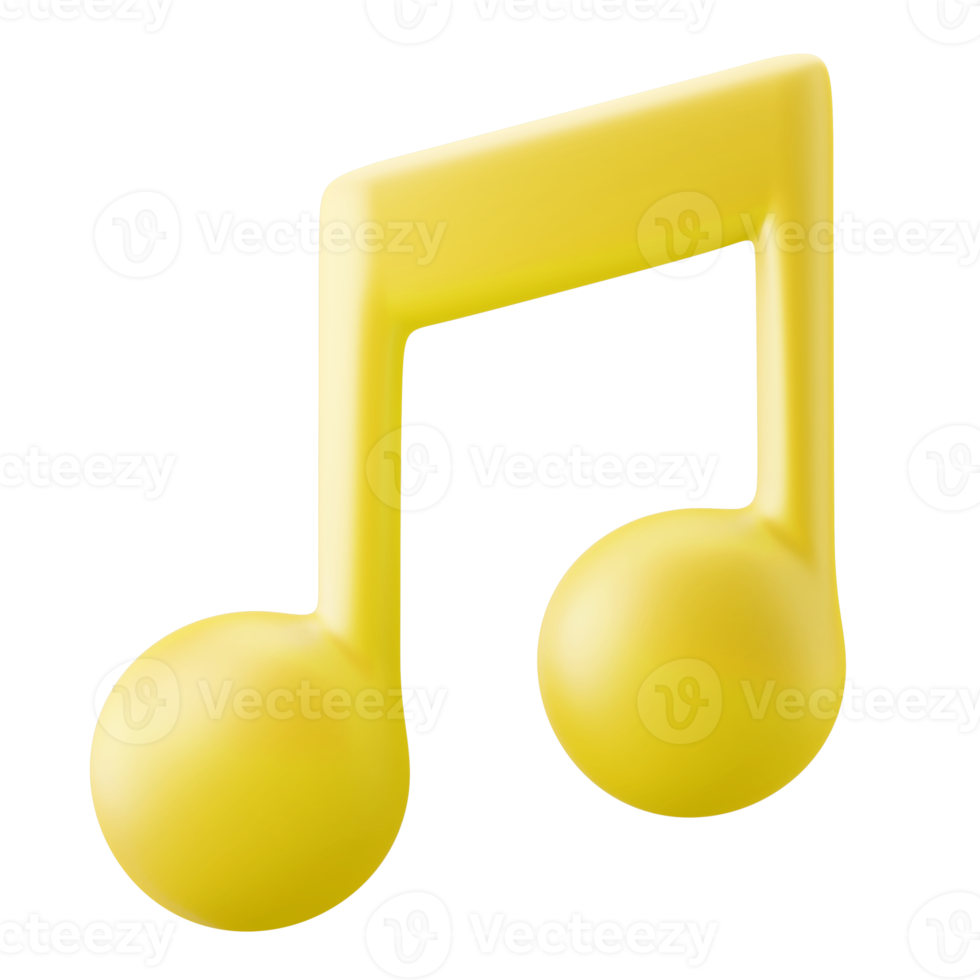 melodía de audio símbolo de música tema de interfaz de usuario ilustración 3d icono de representación color amarillo brillante aislado en fondo transparente png