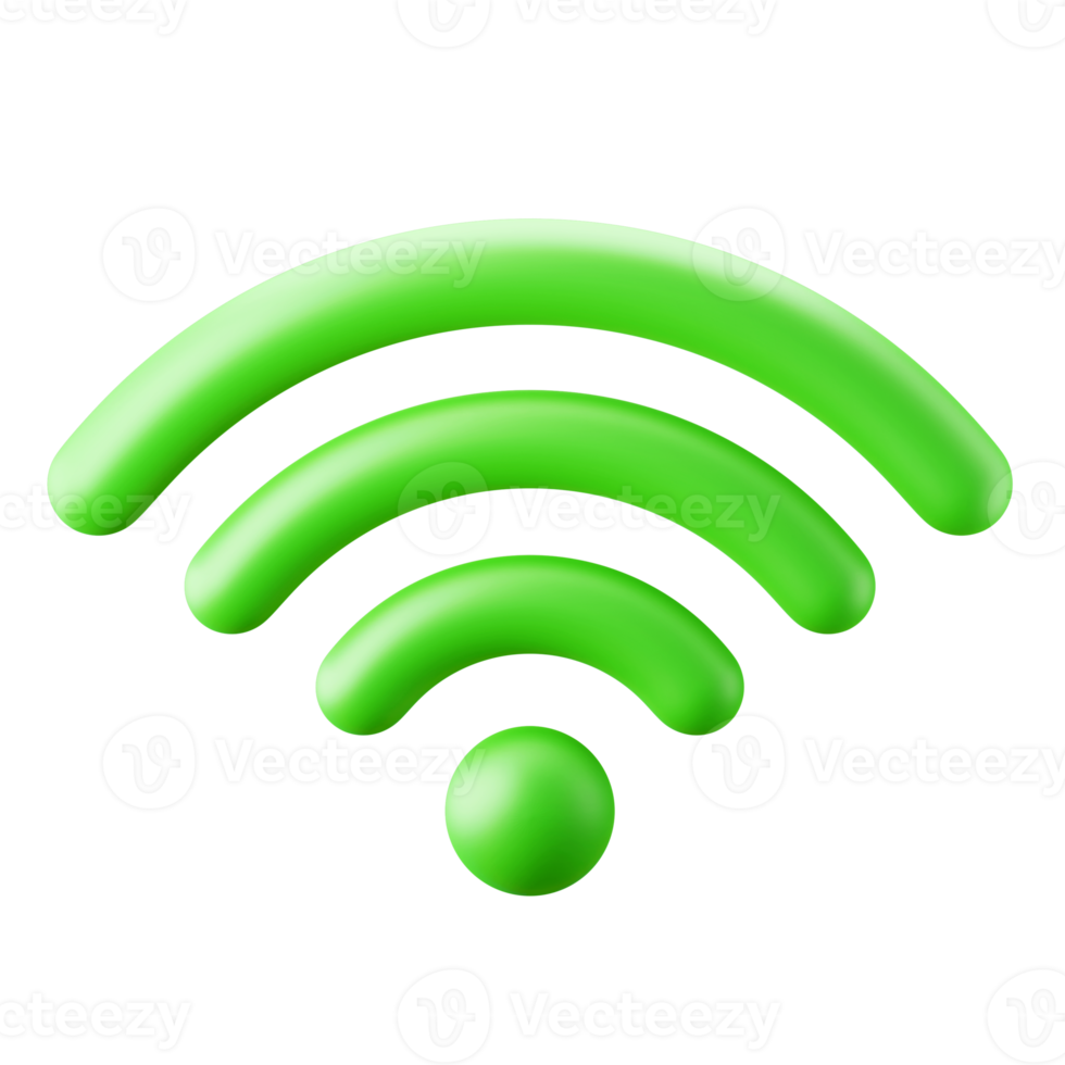 full wifi signal strength internet connection symbol user interface theme 3d illustration icon green color isolated png