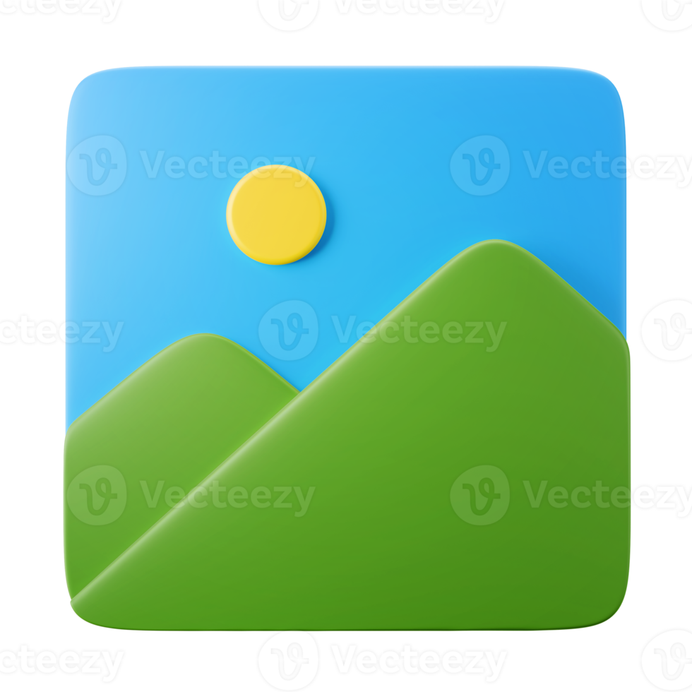 imagen paisaje galería de imágenes símbolo interfaz de usuario tema 3d icono ilustración render aislado en fondo transparente png