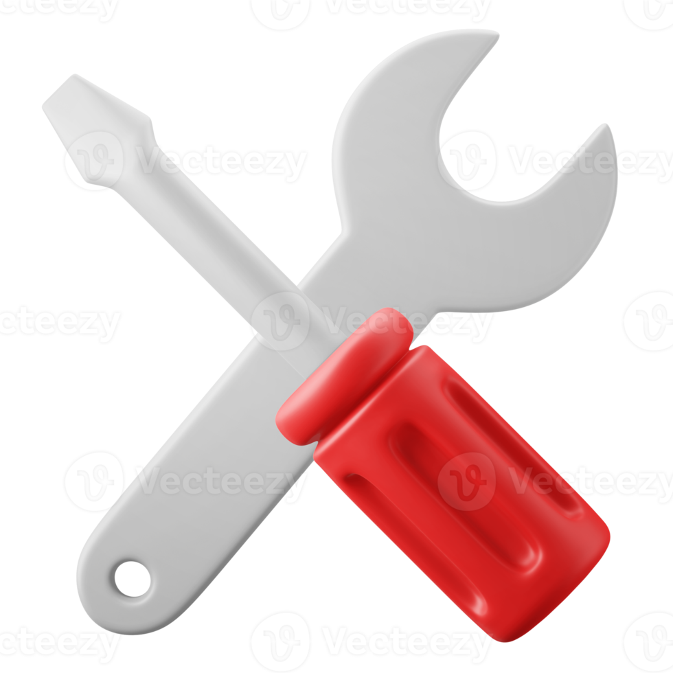 wrench and screwdriver tool and repair symbol user interface theme 3d icon illustration isolated png