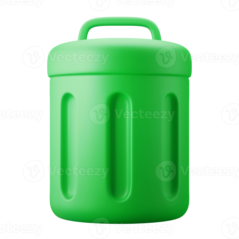 trash bin cartoon style delete symbol user interface theme 3d icon illustration render color isolated png