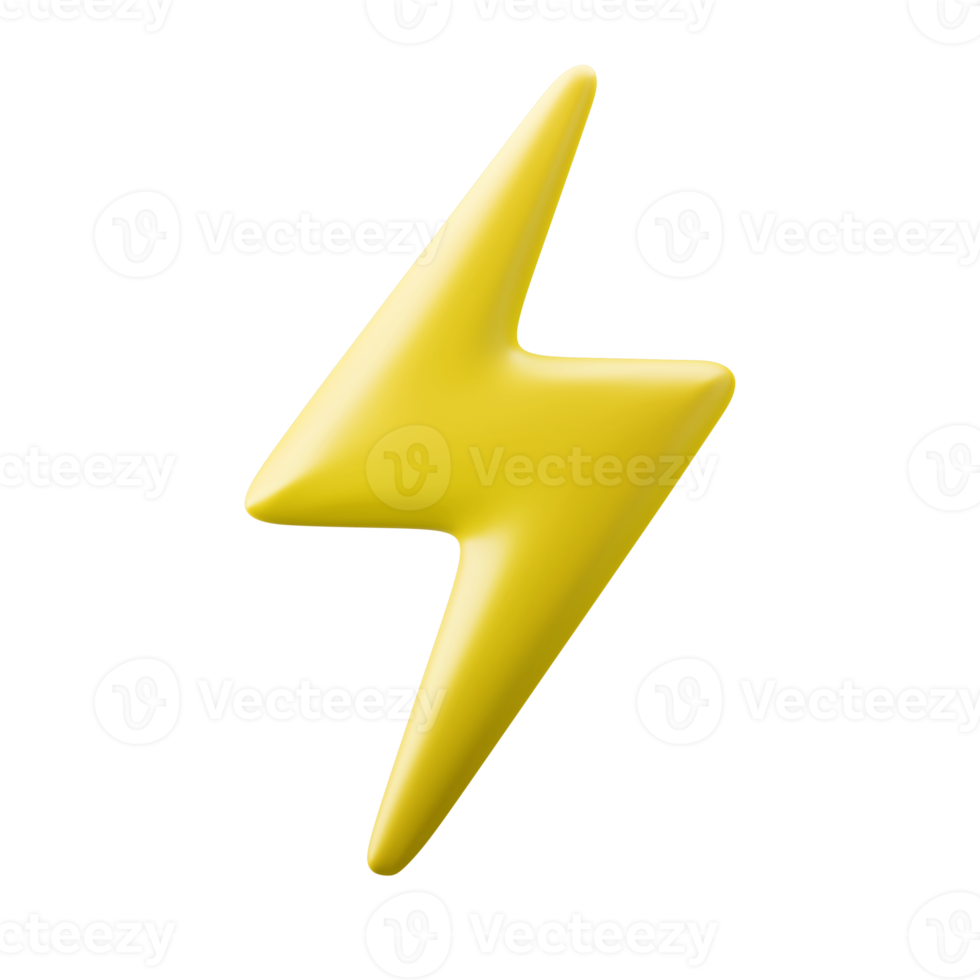 yellow lightning quick speed symbol user interface theme 3d illustration render icon isolated png