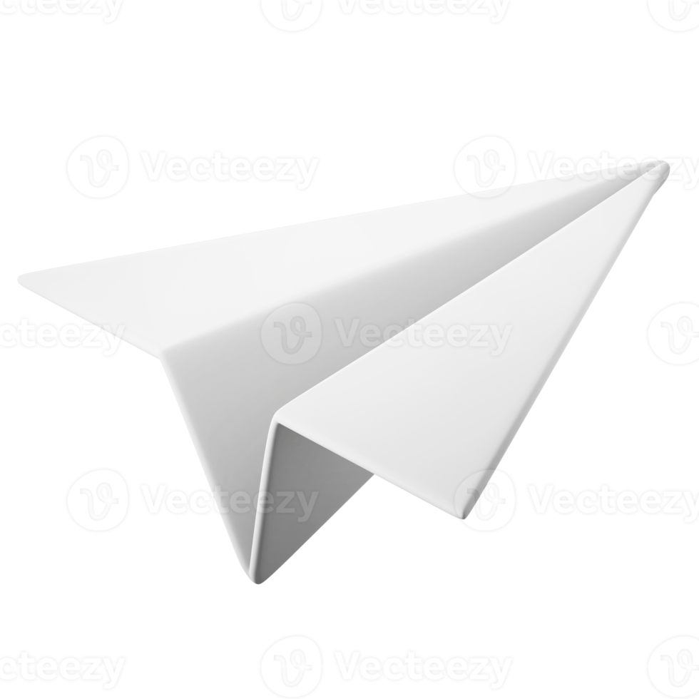 white origami paper plane deliver message symbol interface theme 3d icon render illustration isolated png