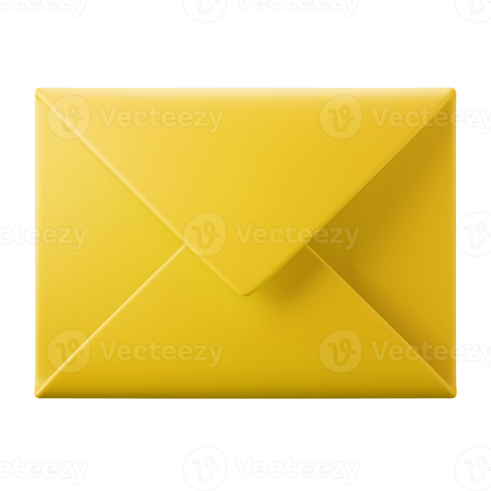 envelope de e-mail amarelo mensagem símbolo interface do usuário ícone 3d render ilustração isolada em fundo transparente png