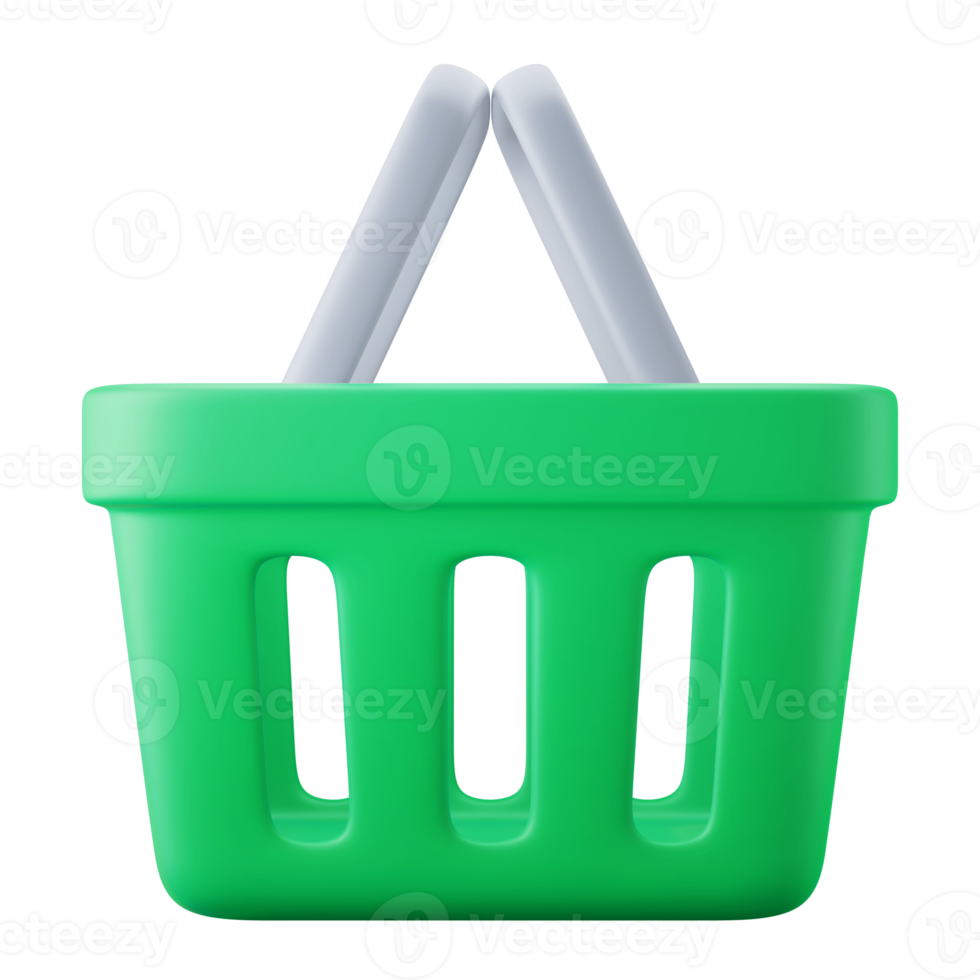 shopping cart buy and shopping symbol user interface theme 3d icon rendering illustration in green color isolated png