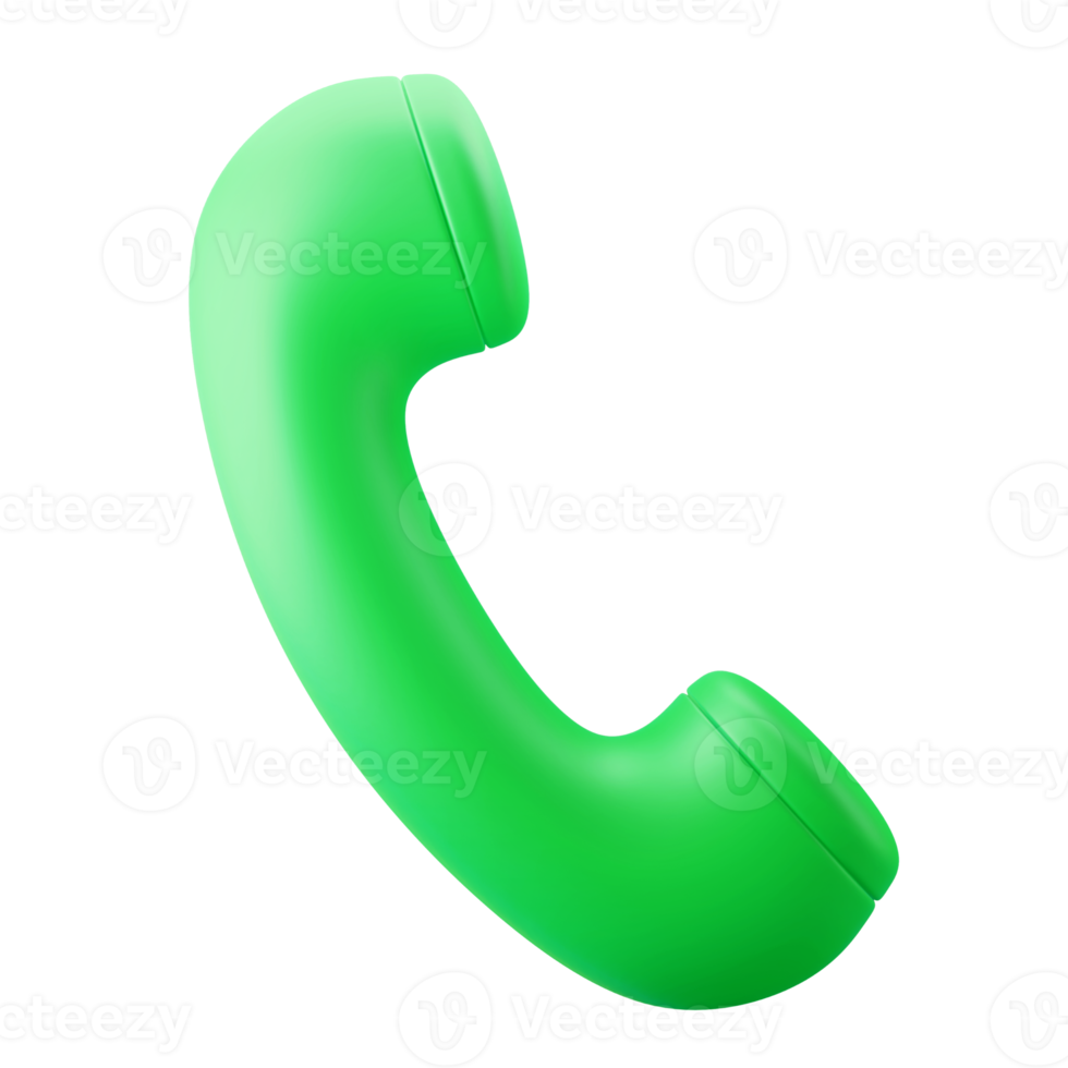 old phone call and dial symbol user interface theme 3d illustration rendering icon green color isolated in transparent background png