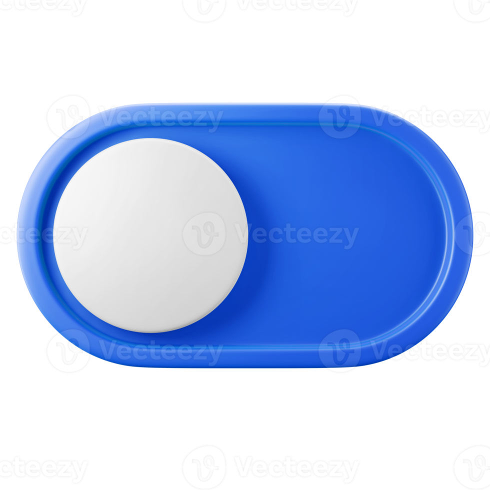 blue color toggle on off button option symbol user interface theme 3d icon illustration render isolated png