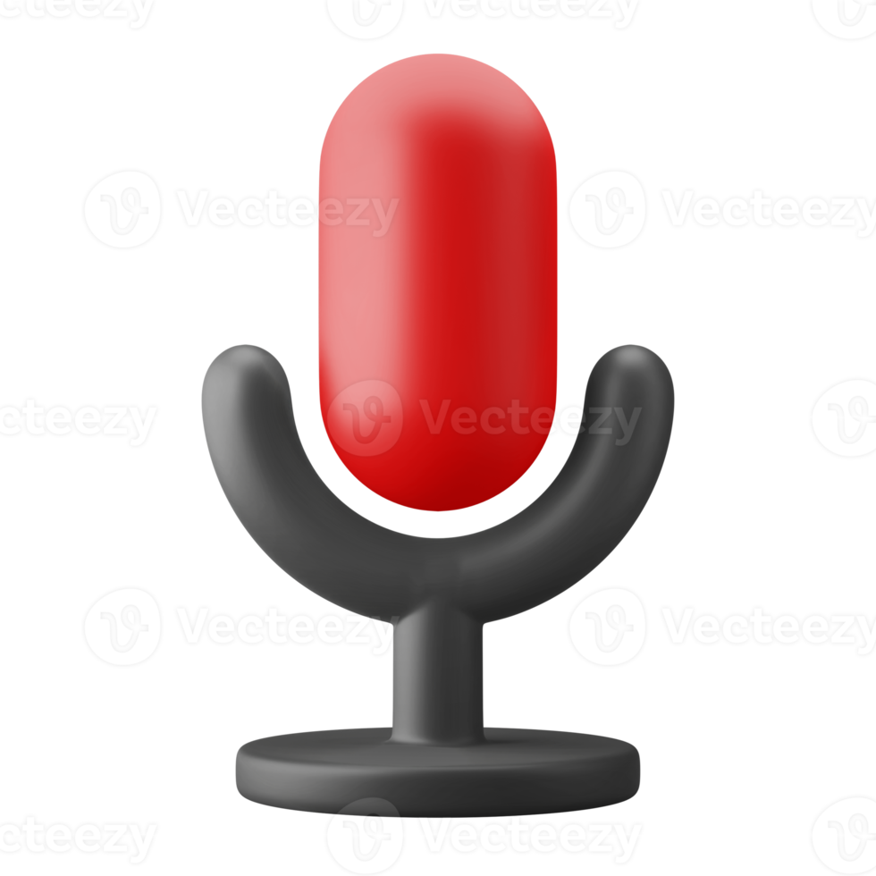 symbole d'enregistrement vocal minimal simple podcast microphone interface utilisateur thème icône 3d rendu d'illustration isolé sur fond transparent png