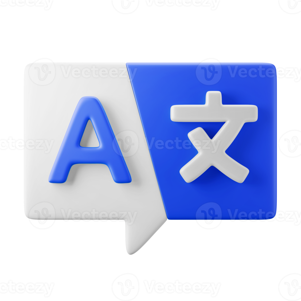 linguagem moderna mínima aplicativo de tradução símbolo interface do usuário tema ilustração 3d ícone de renderização isolado png