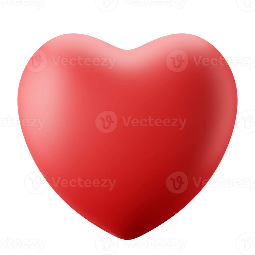 red heart love and like symbol user interface theme 3d icon illustration render color isolated png