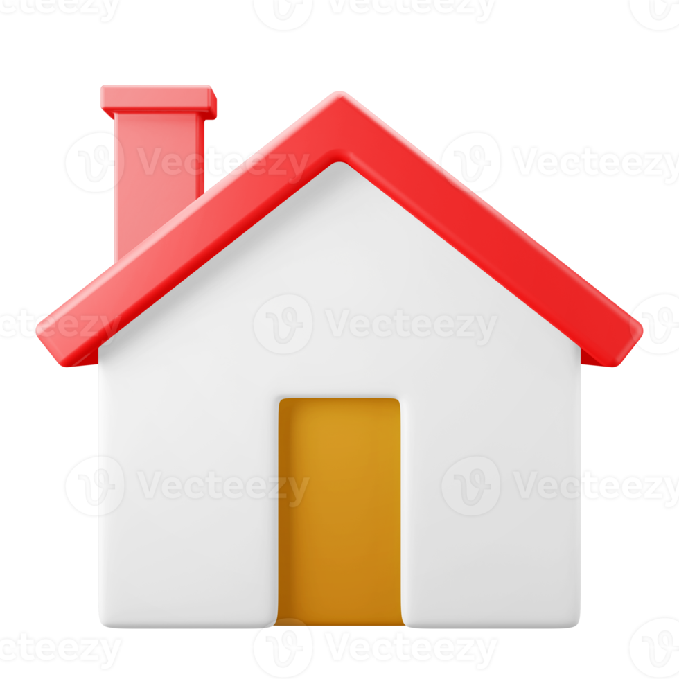 home house front flat view user interface design theme 3d icon render illustration isolated in transparent background png