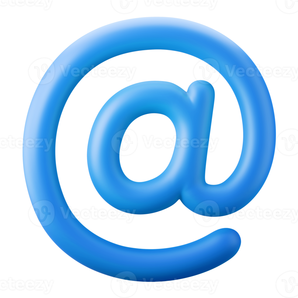 blue color at sign email address symbol user interface theme 3d icon rendering illustration isolated png
