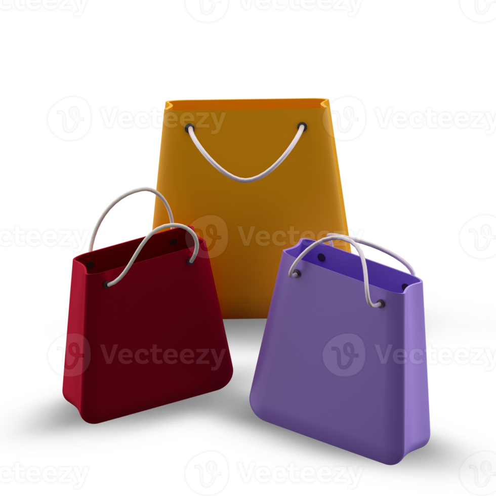 rendu 3d sac à provisions illustration concept créatif png