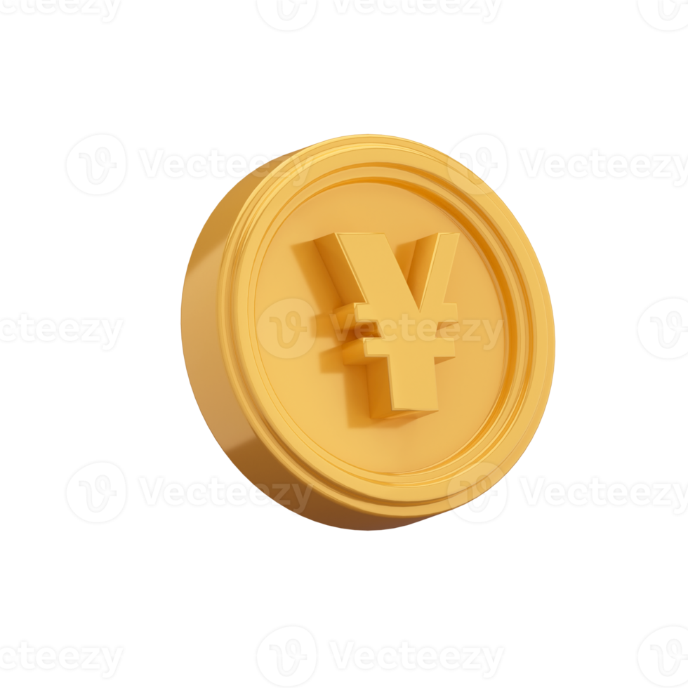 3D Rendering creative concept symbols coin yuan of money png