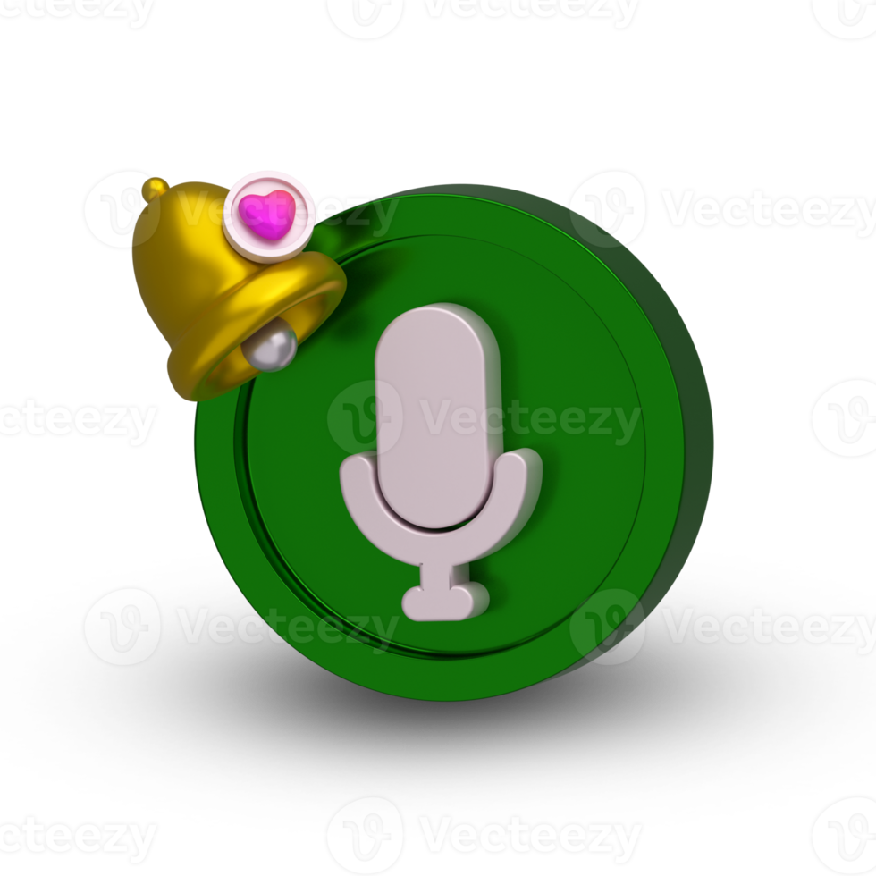 3D Rendering creative concept illustration icon podcast and notification bell png