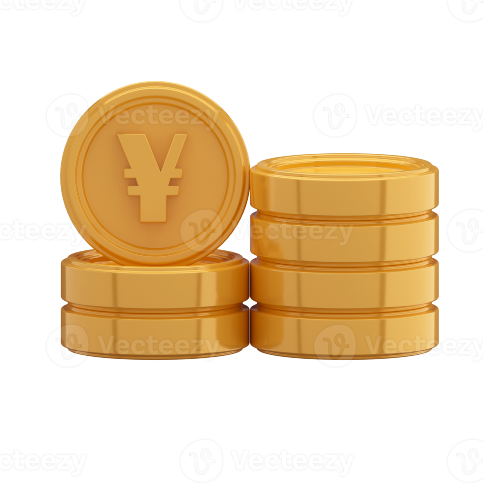 3D Rendering creative concept symbols coin yuan of money png