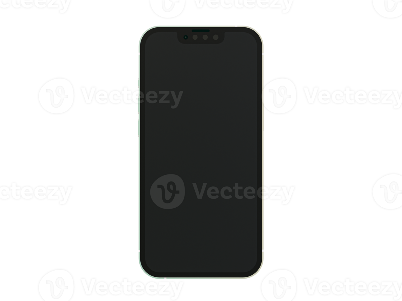 3d minimal front view blank screen smartphone template. Vertical brand new mobile phone mock up. 3d illustration. png