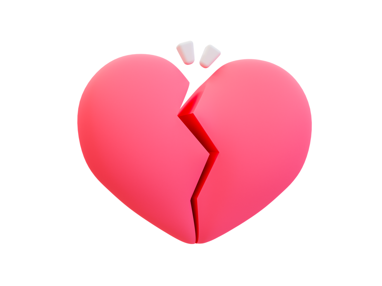 3d minimal broken heart. valentine compositions. 3d illustration. png