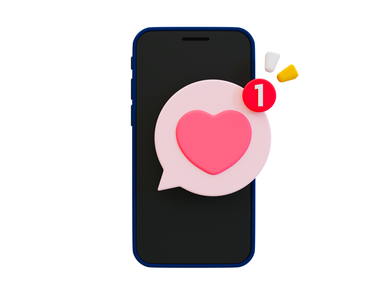 3d minimal lovely chat icon. romantic message notification icon. 3d illustration. png