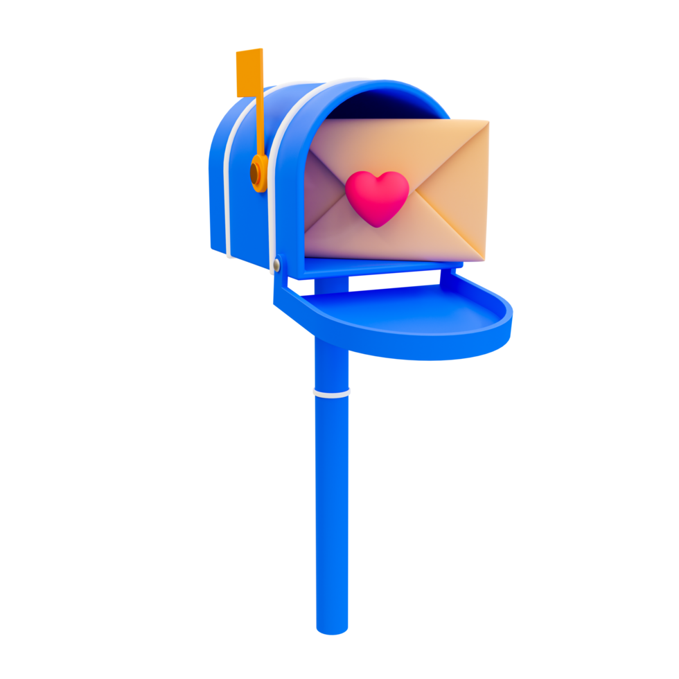 3d minimal valentine's mailbox. valentine's compositions. a mailbox with a love message. 3d illustration. png