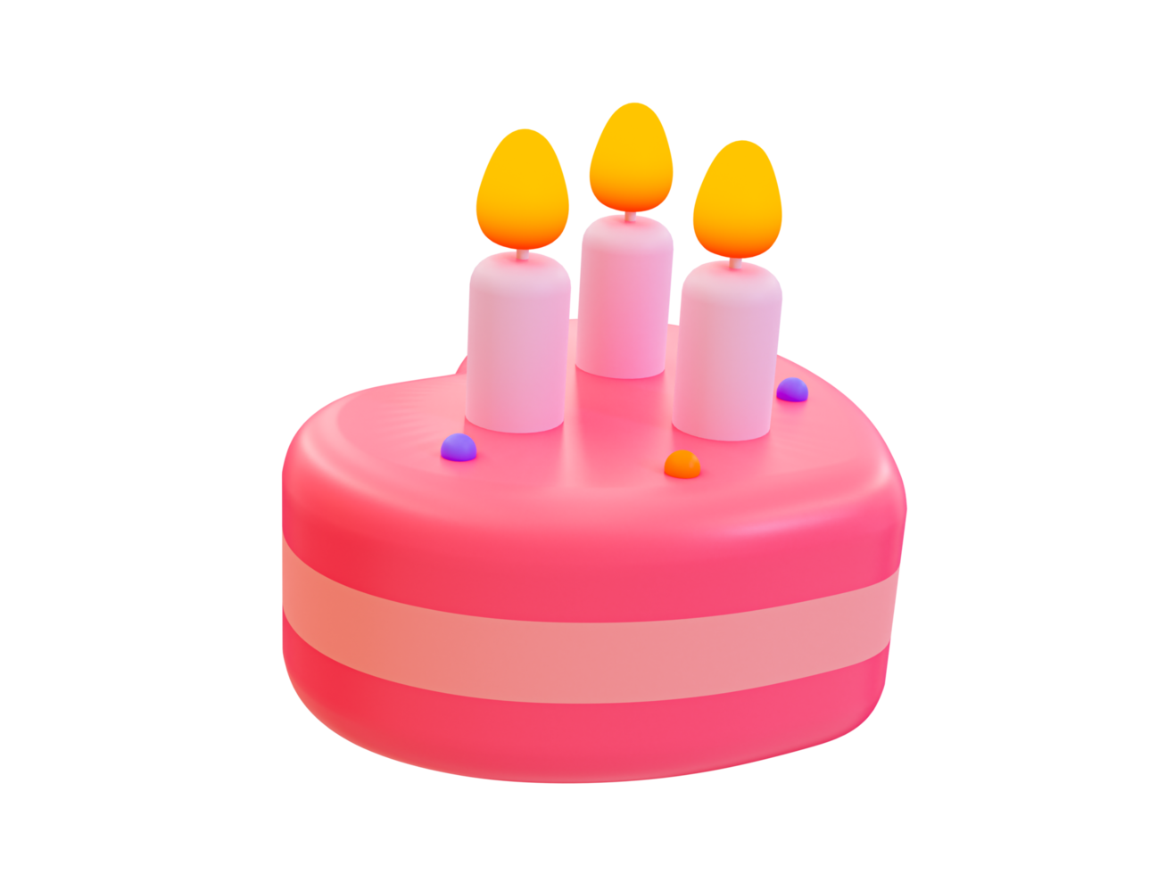 3d minimal heart shaped cake. valentine's compositions. pink cake with a candle. 3d illustration. png