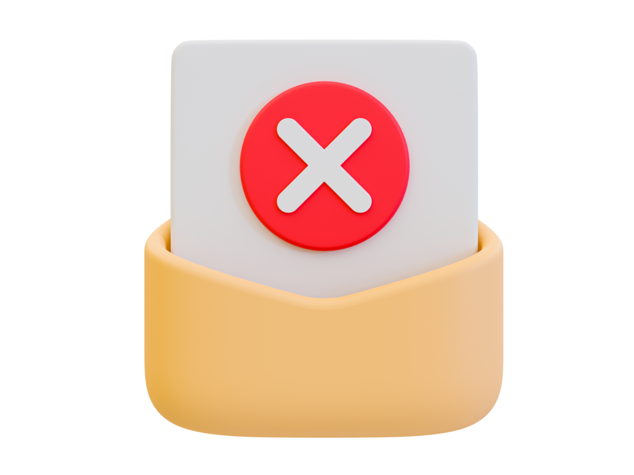 3d minimal file rejected. document canceled. envelope with a letter and an x mark. 3d illustration. png