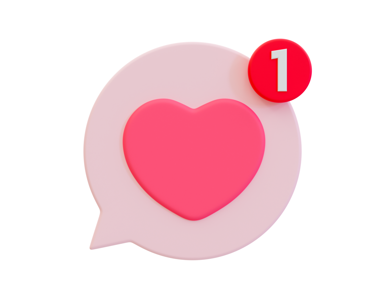 3d minimale Liebes-Chat-Benachrichtigung. Valentinstag Kompositionen. Benachrichtigungssymbol für romantische Nachrichten. 3D-Darstellung. png