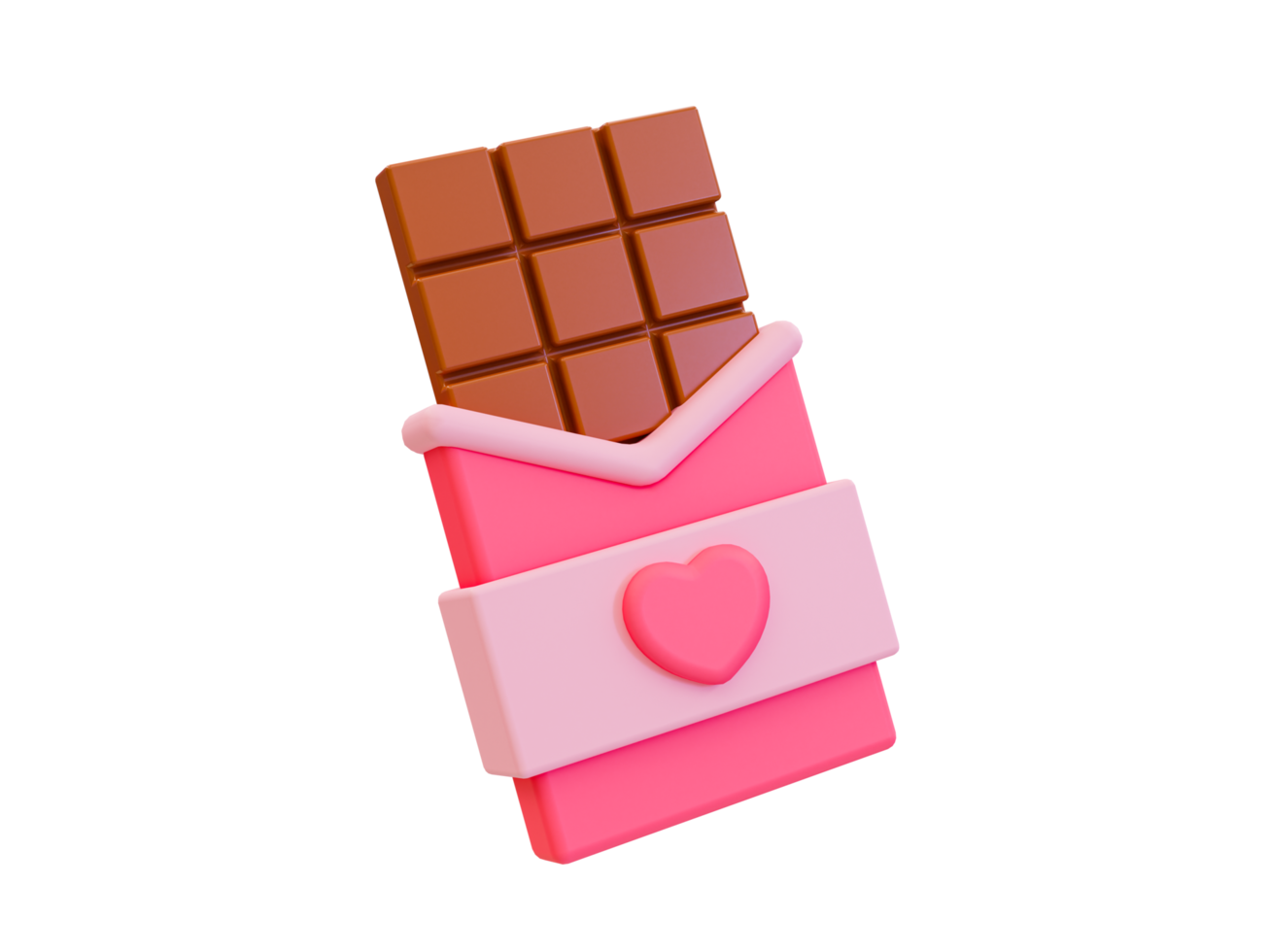 3d minimal love chocolate. valentine's compositions. romantic chocolate. 3d illustration. png