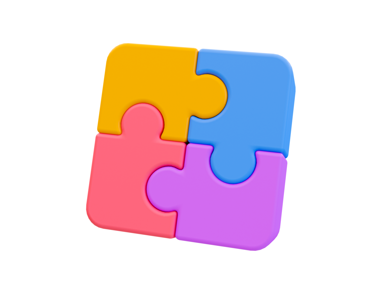 Puzzle minimal 3d connecté ensemble. concept de résolution de problèmes. Illustration 3D. png