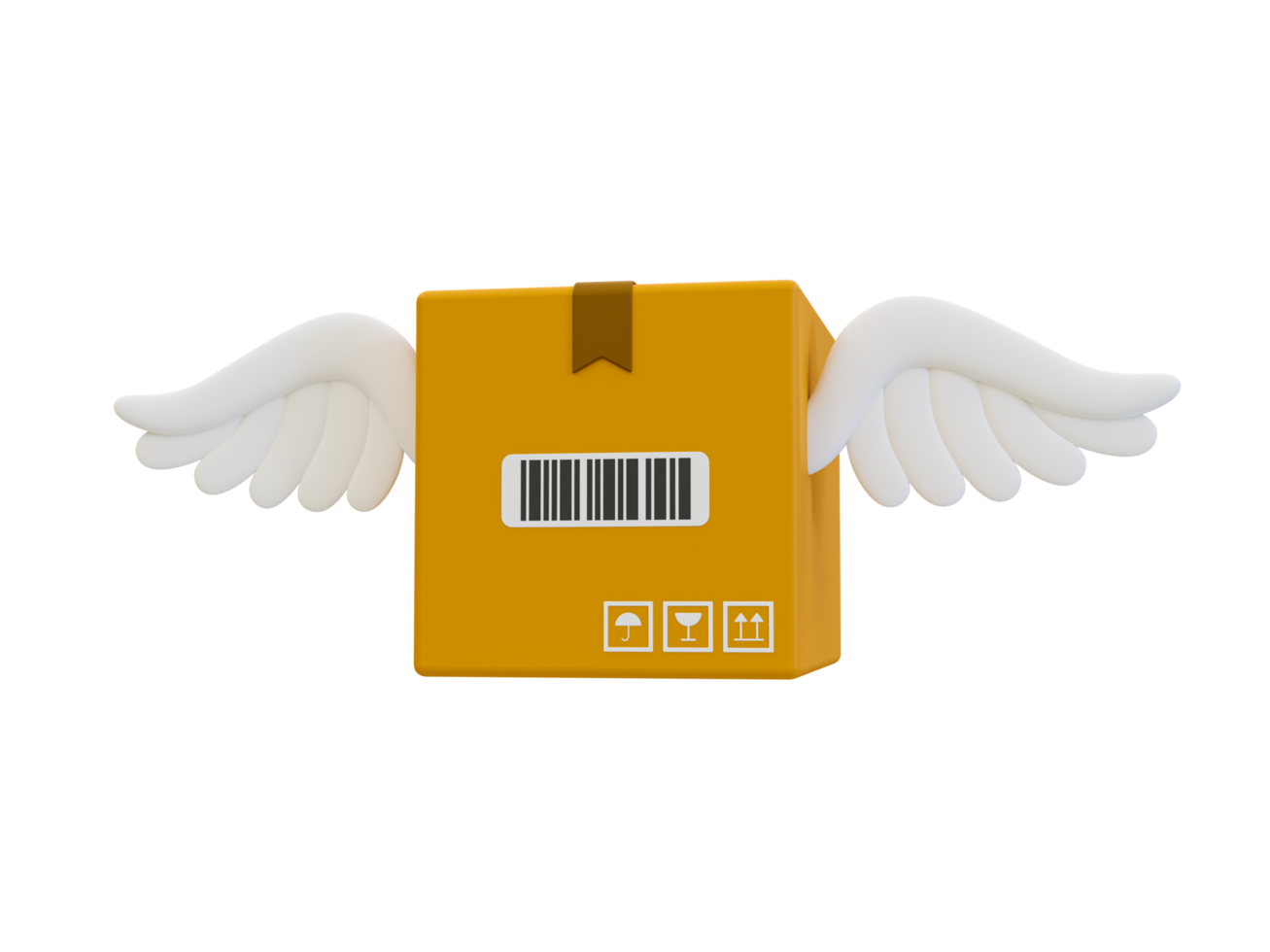 3d minimal product delivery. Parcels transportation. Goods distribution. Cargos preparation for sending. cardbox with a wing. 3d rendering illustration. png