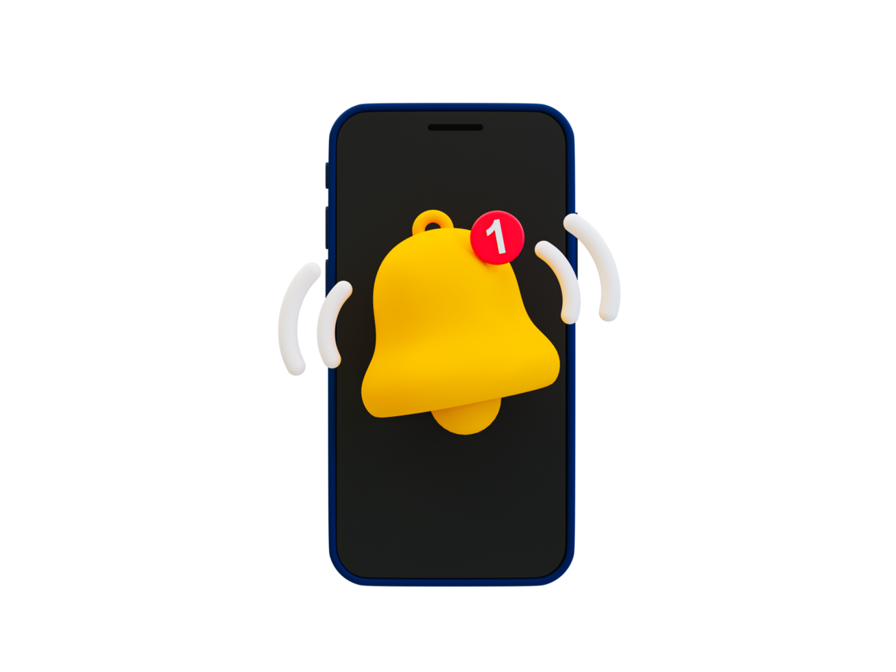 Alerta de notificación nueva mínima 3d. nuevo recordatorio de actualización. un icono de campana sonando en un teléfono inteligente. ilustración 3d png