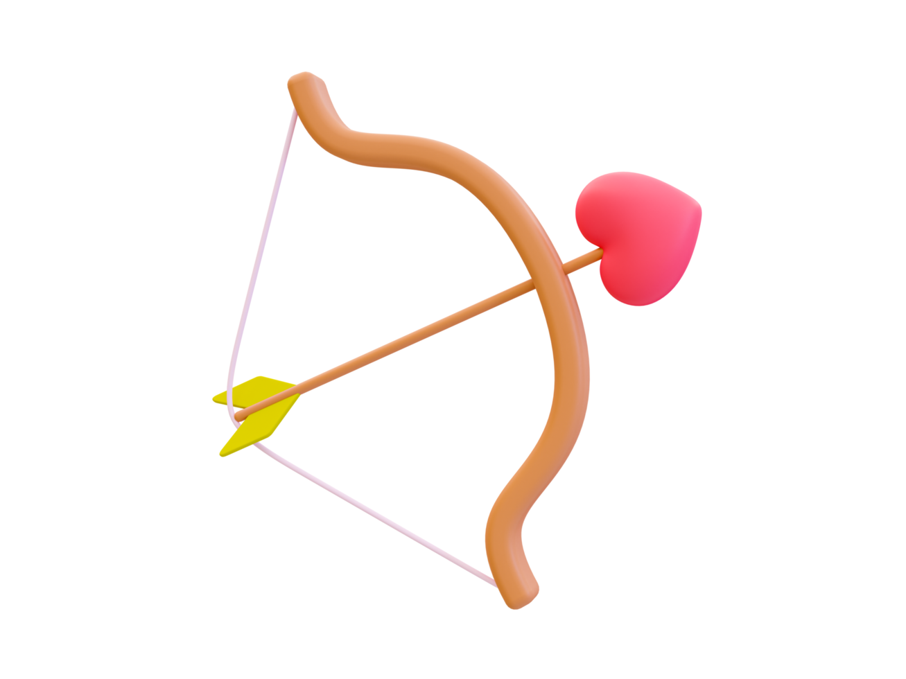 3d minimal love bow. valentine's compositions. cupid bow arrow. 3d illustration. png