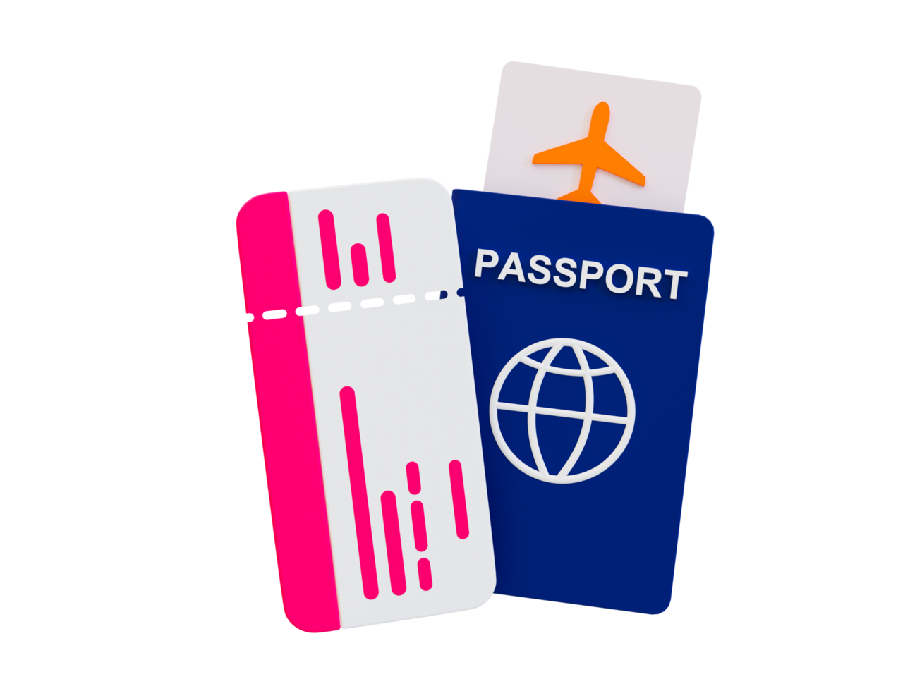 3d minimal airplane ticket and passport book. 3d illustration. png