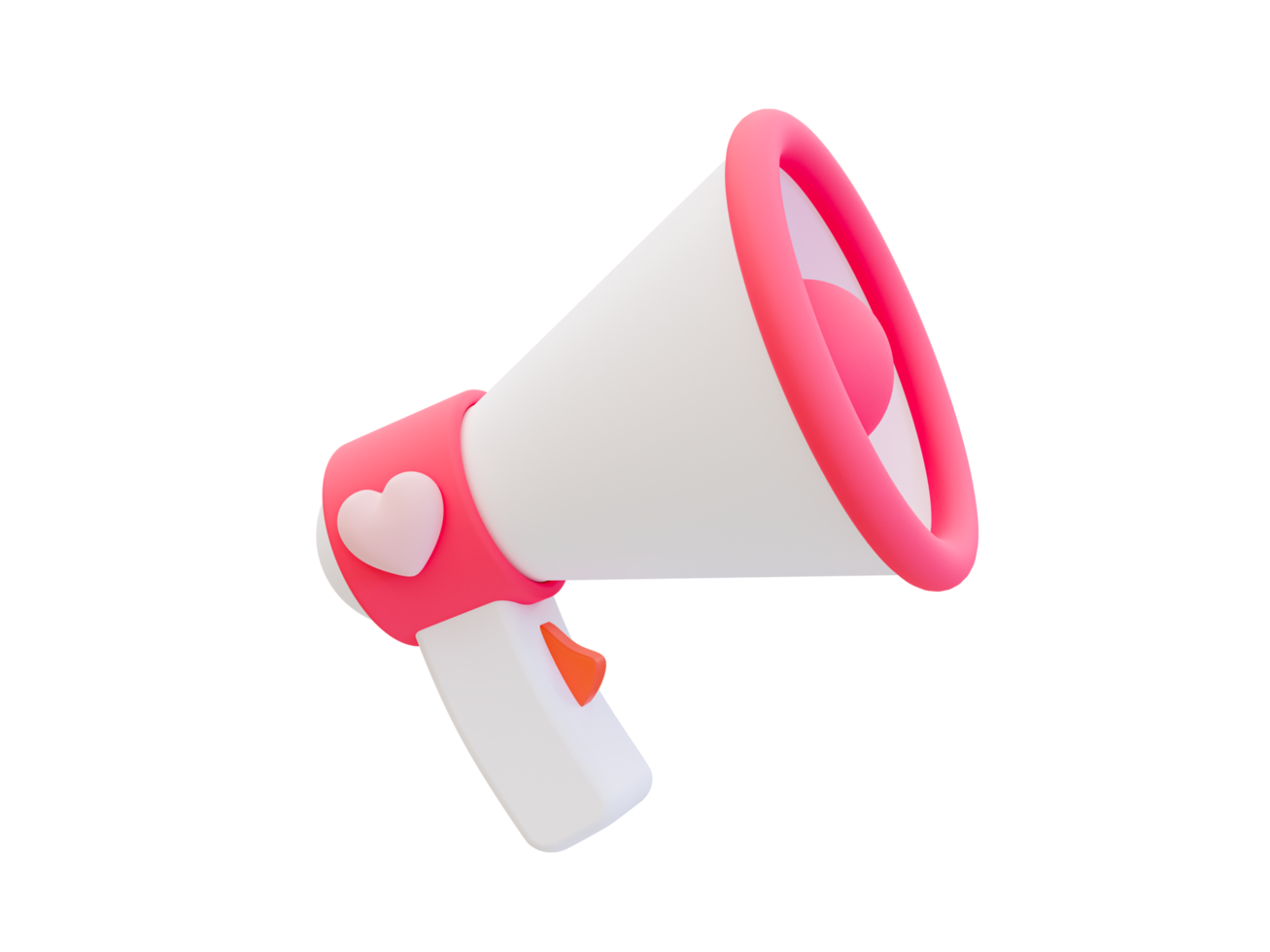 3d minimal love megaphone. valentine compositions. megaphone with a heart icon. 3d illustration. png