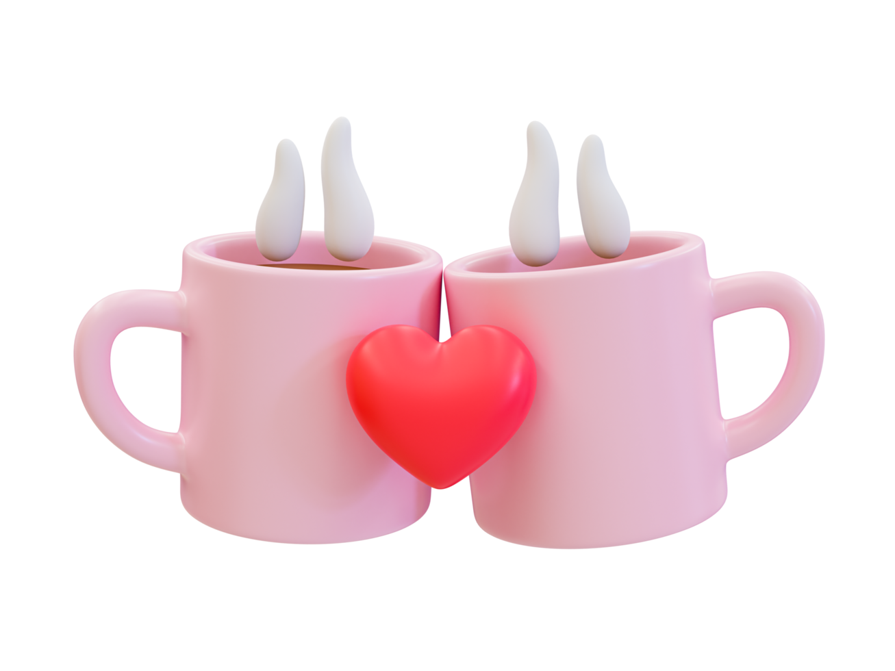 3d minimal love coffee cup. valentine compositions. pink coffee cup with the heart in the middle. 3d illustration. png