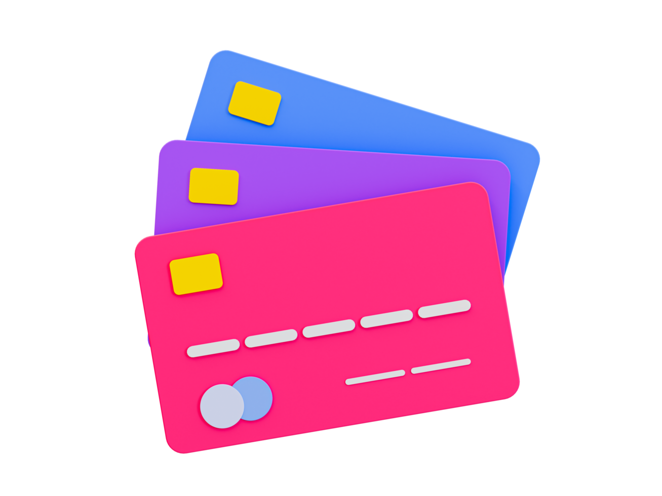 Cartões de crédito mínimos 3d. pagamento de compras on-line. ilustração de renderização 3D. png