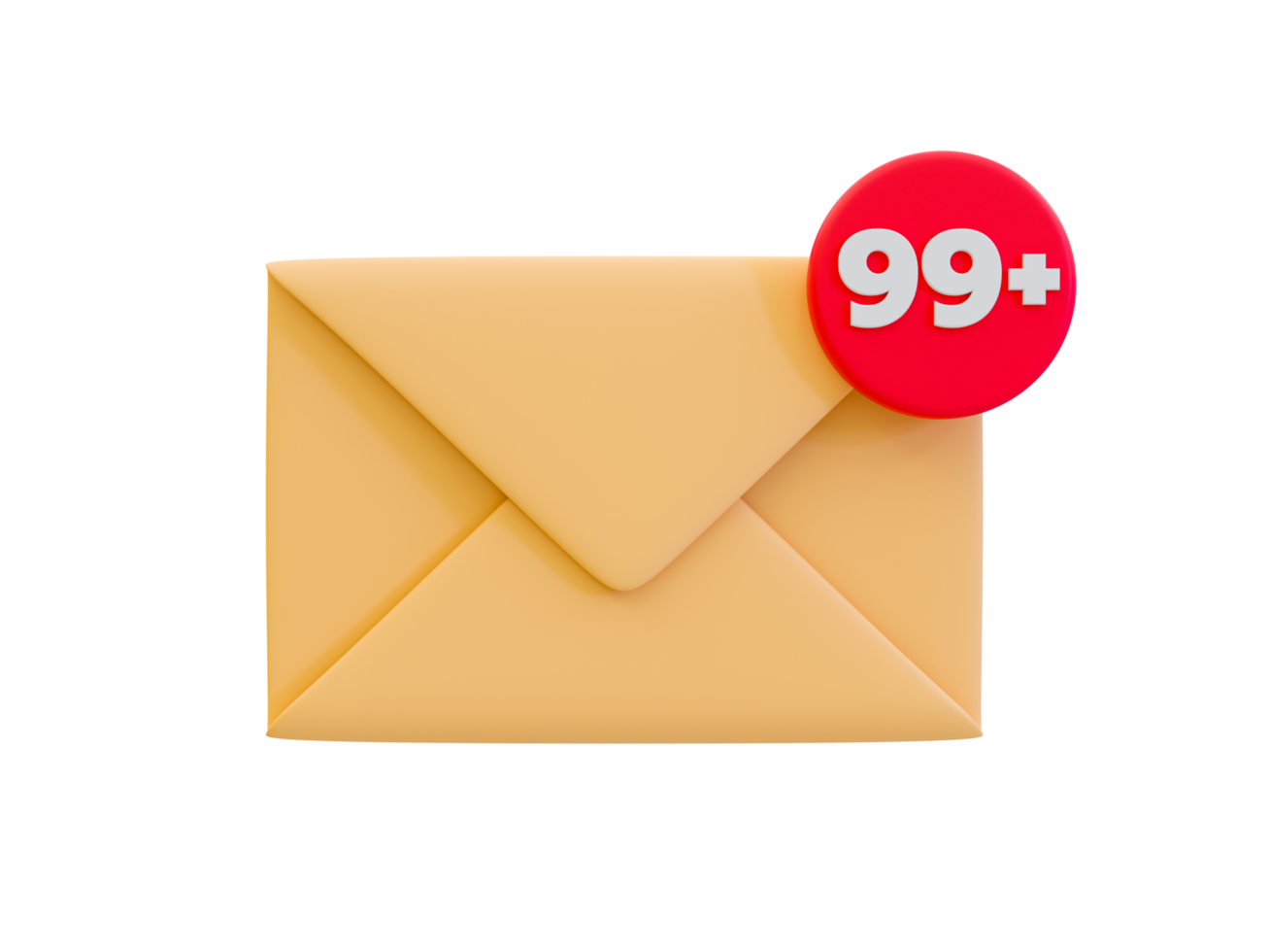 Lembrete mínimo de mensagens não lidas em 3D. carta de notificação. envelope com notificação de 99 mensagens não lidas. ilustração 3D. png