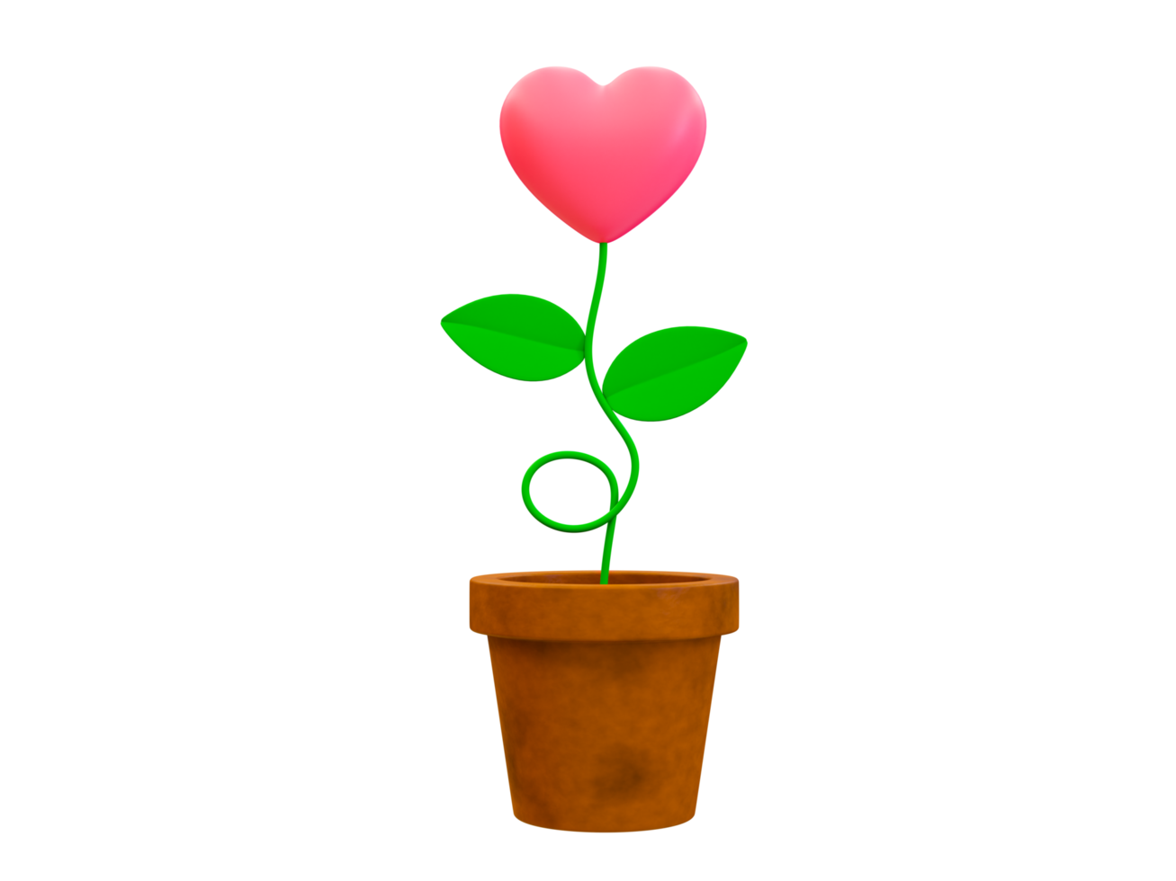 3d minimal love tree. valentine compositions. plant with heart flower. 3d illustration. png