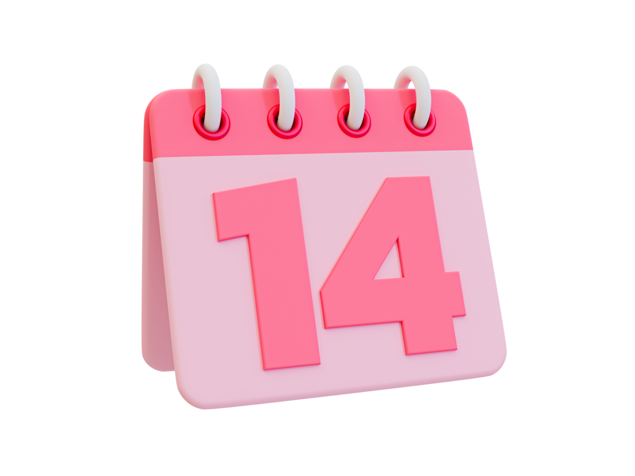 Calendário mínimo do dia dos namorados 3d. composições de dia dos namorados. calendário com o número 14. ilustração 3d. png