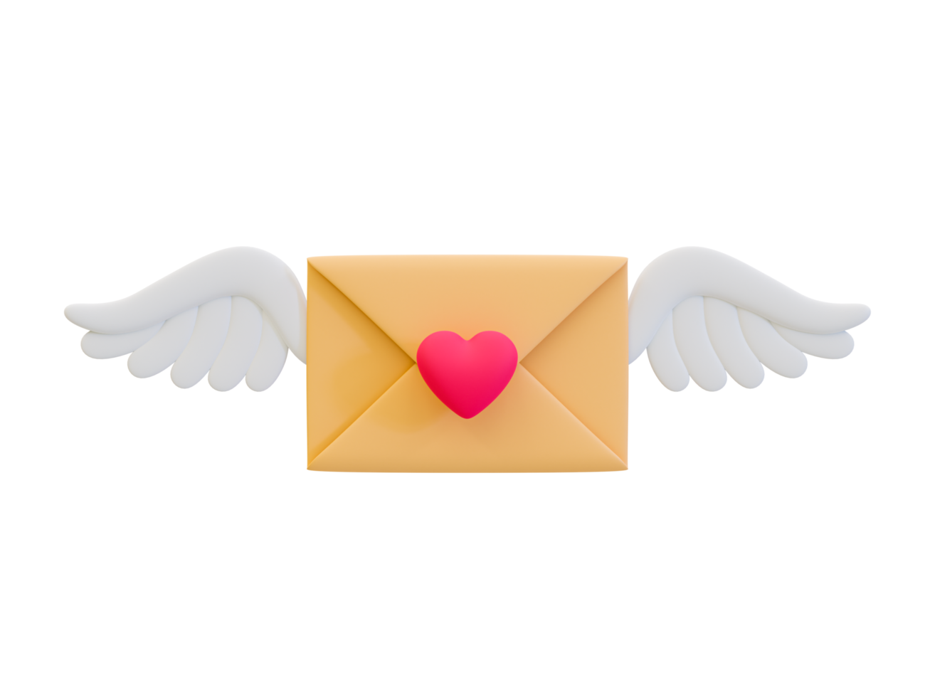 3d minimal love message. valentine's day. Happy Valentine's day email. romantic envelope. love letter with a wing. 3d illustration. png