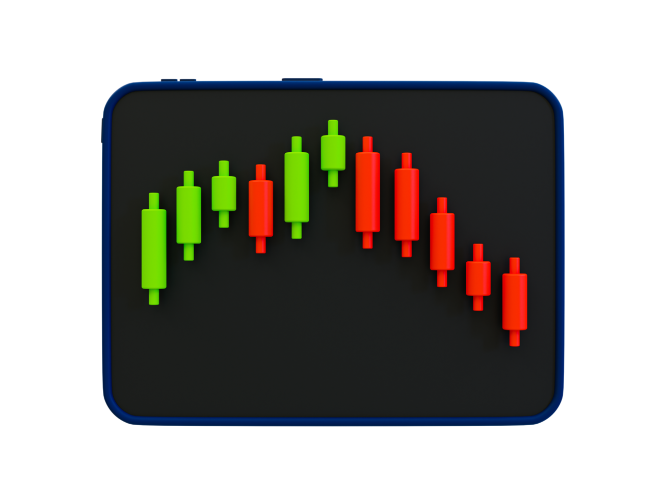 3d minimal Ipad with a trading charts. Stock market crash. 3d illustration. png