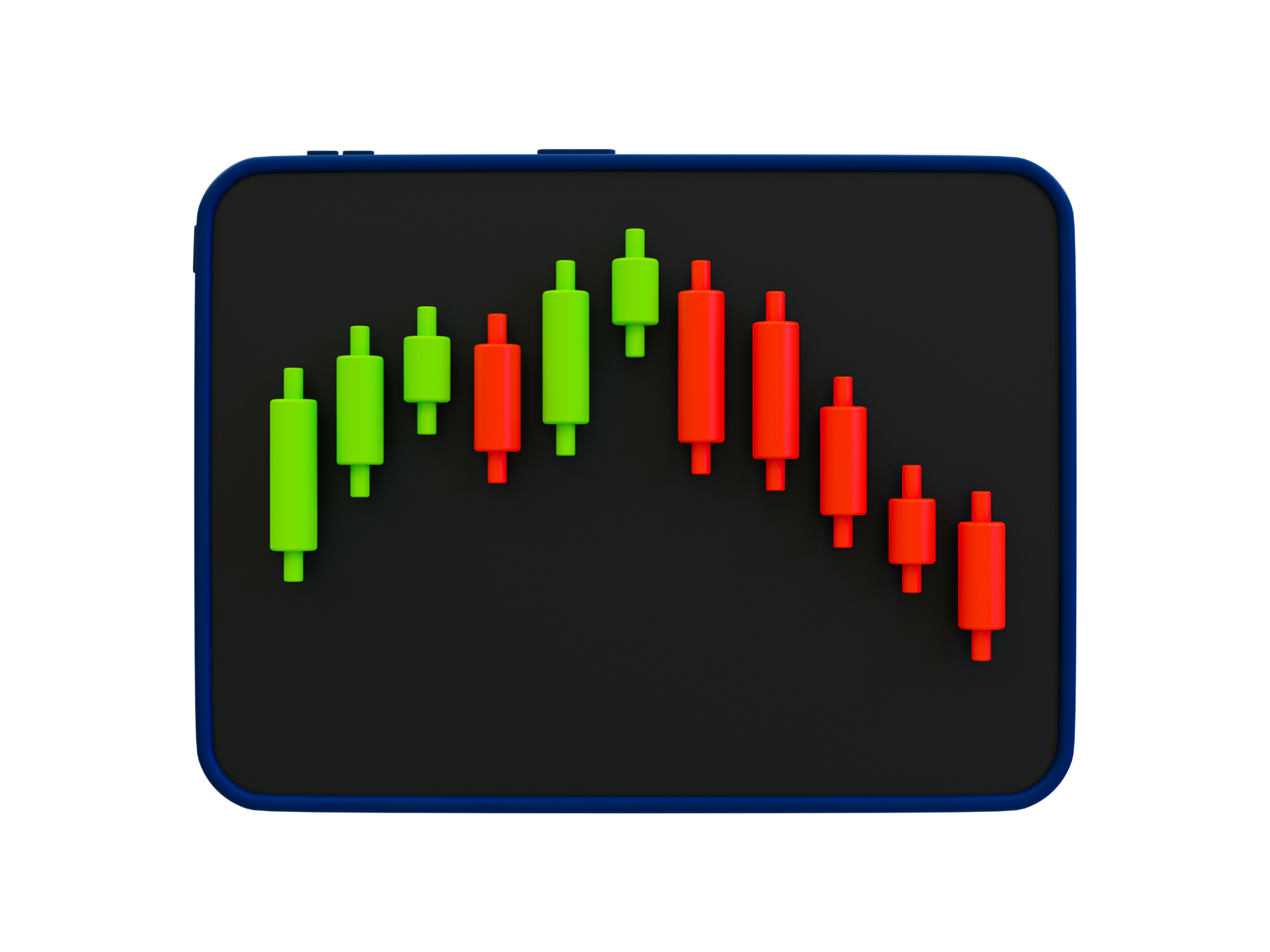 3d minimal Ipad with a trading charts. Stock market crash. 3d