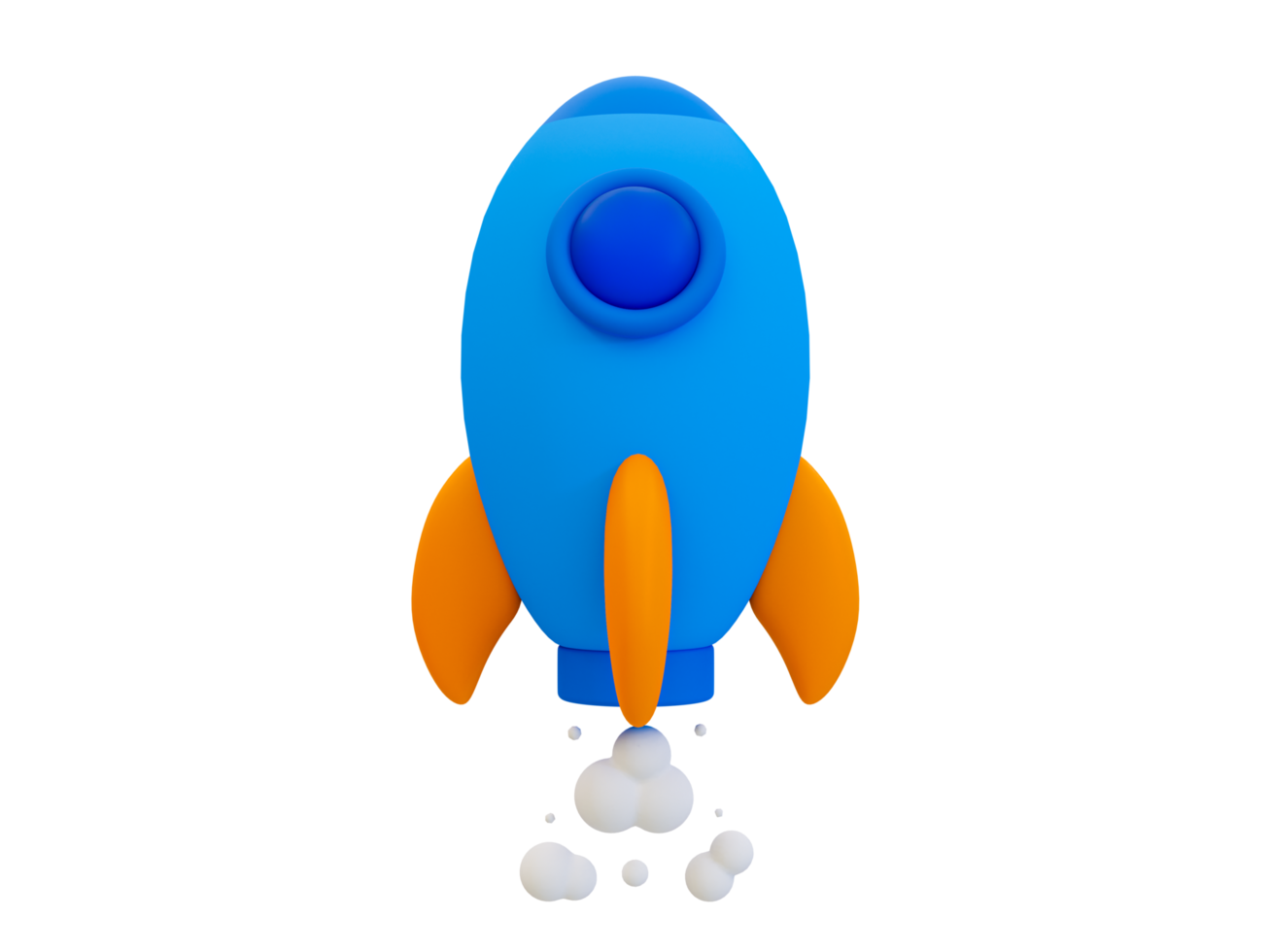 Lançamento mínimo de foguete 3d. conceito de start-up de negócios. ilustração de renderização 3D. png