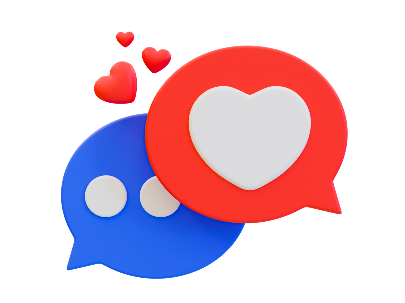 Ícono de mensaje mínimo 3d con un ícono de corazón. precioso icono de chat. conversación romántica en línea. ilustración de renderizado 3d png