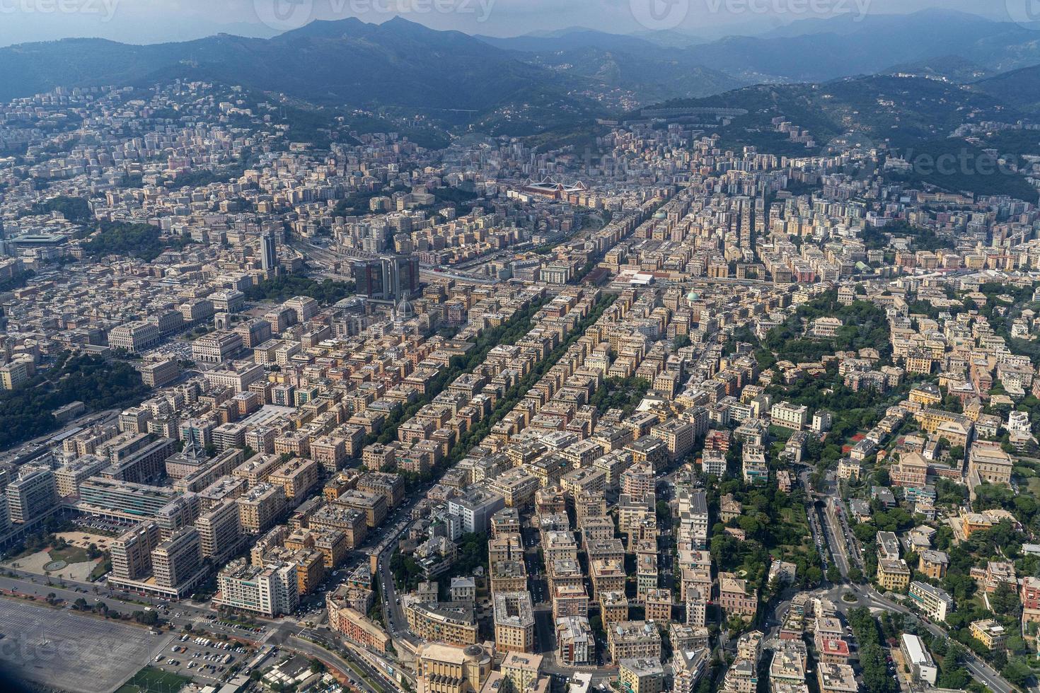 Genoa town aerial view photo